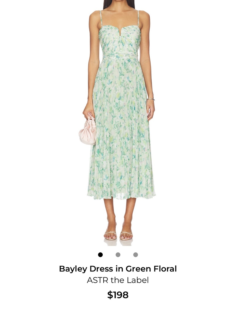 Astr Bayley Green Floral Pleated Maxi Dress